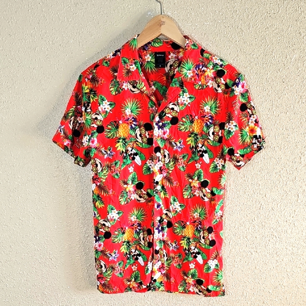 Disney Red Casual Button Down Shirt.